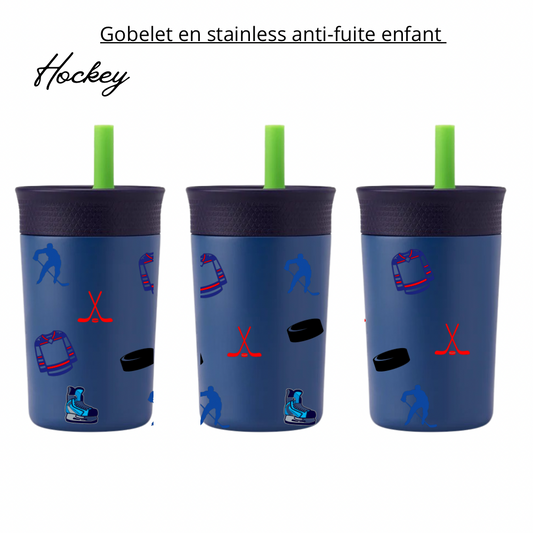 Gobelet 12 oz en stainless anti-fuite pour enfant Hockey