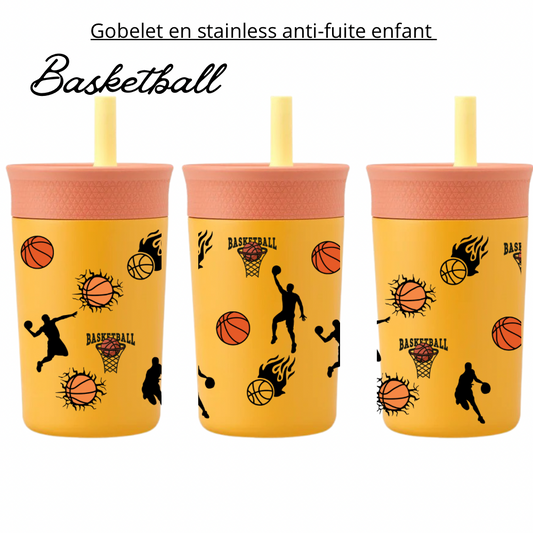 Gobelet 12 oz en stainless anti-fuite pour enfant basketball 🏀