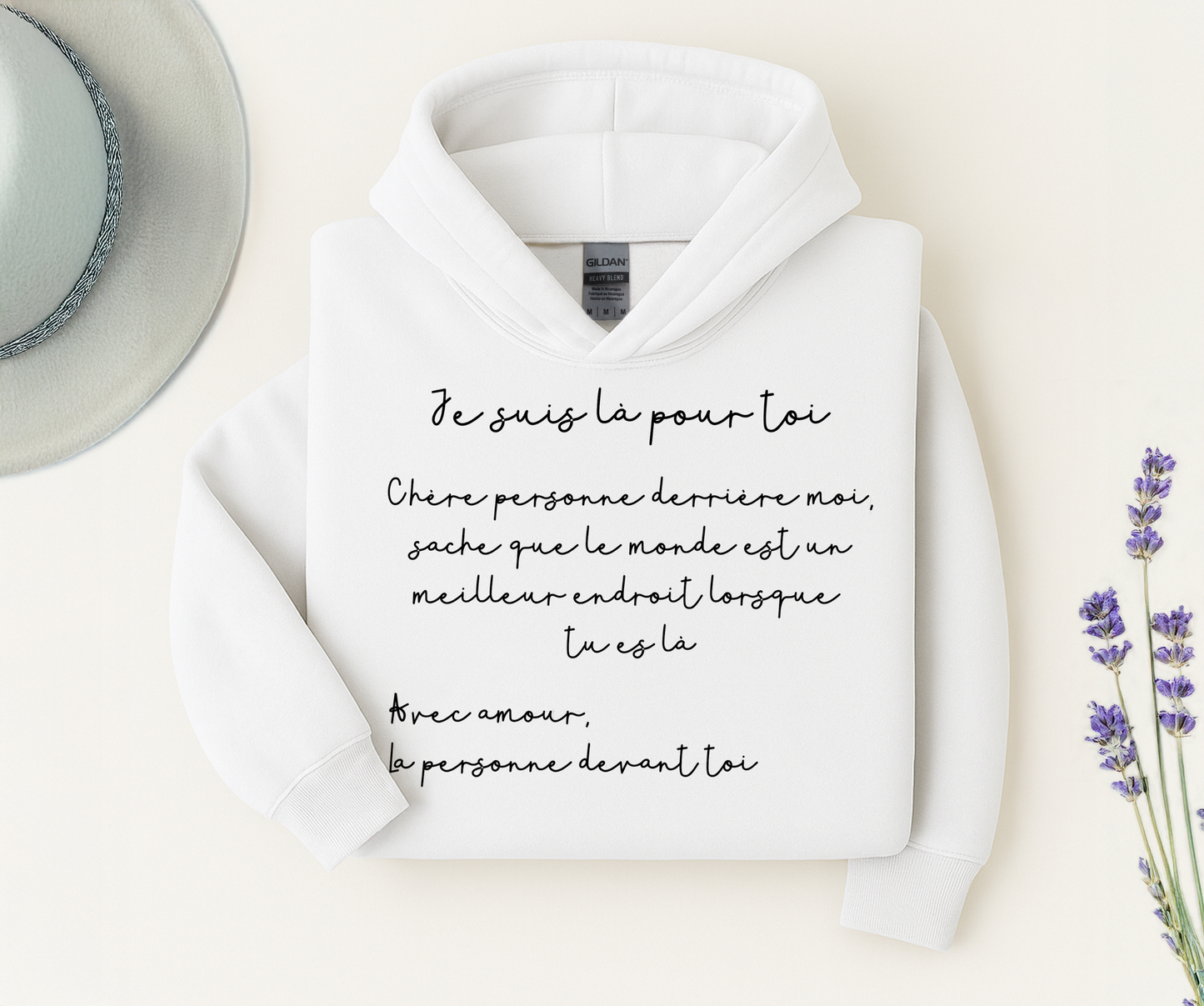 Coton ouaté je suis la pour toi ( message affiché dans le dos *)