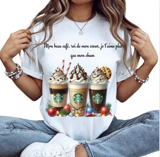 T-Shirt mon café je l’aime plus que mon chum
